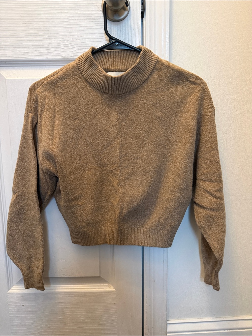 Abercrombie and fitch Cropped Mock Neck Women's Sweater - Camel